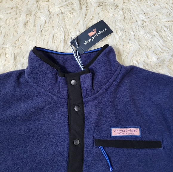 Vineyard Vines Mens Harbor Fleece Quarter-Snap Navy Size Large - Picture 5 of 15